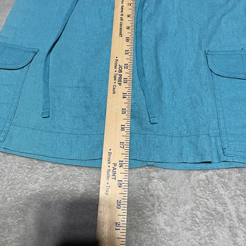 Croft & Barrow Skort Womens 8 Blue Linen Blend Drawstring Cargo Flap Pockets - Picture 2 of 6